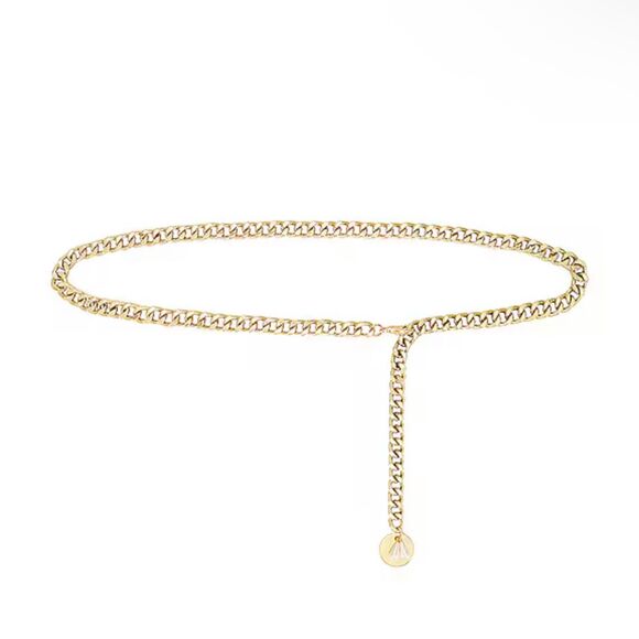 REVOLVE Lovestrength Everywhere Chain Belt in Gold Metal Disc Faux Pearl Pendant - Picture 1 of 4
